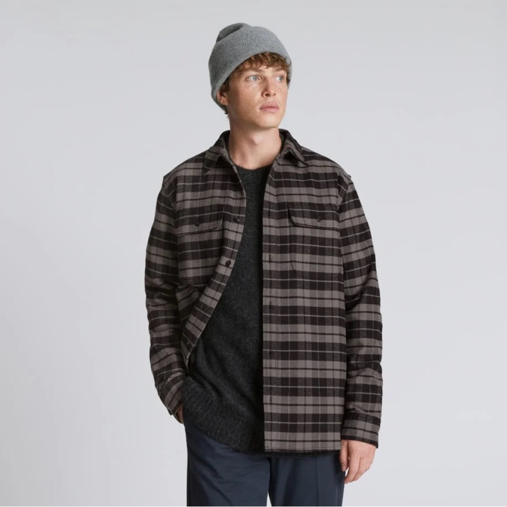 Everlane The Heavyweight Overshirt | Uniform - Pewter Plaid Medium